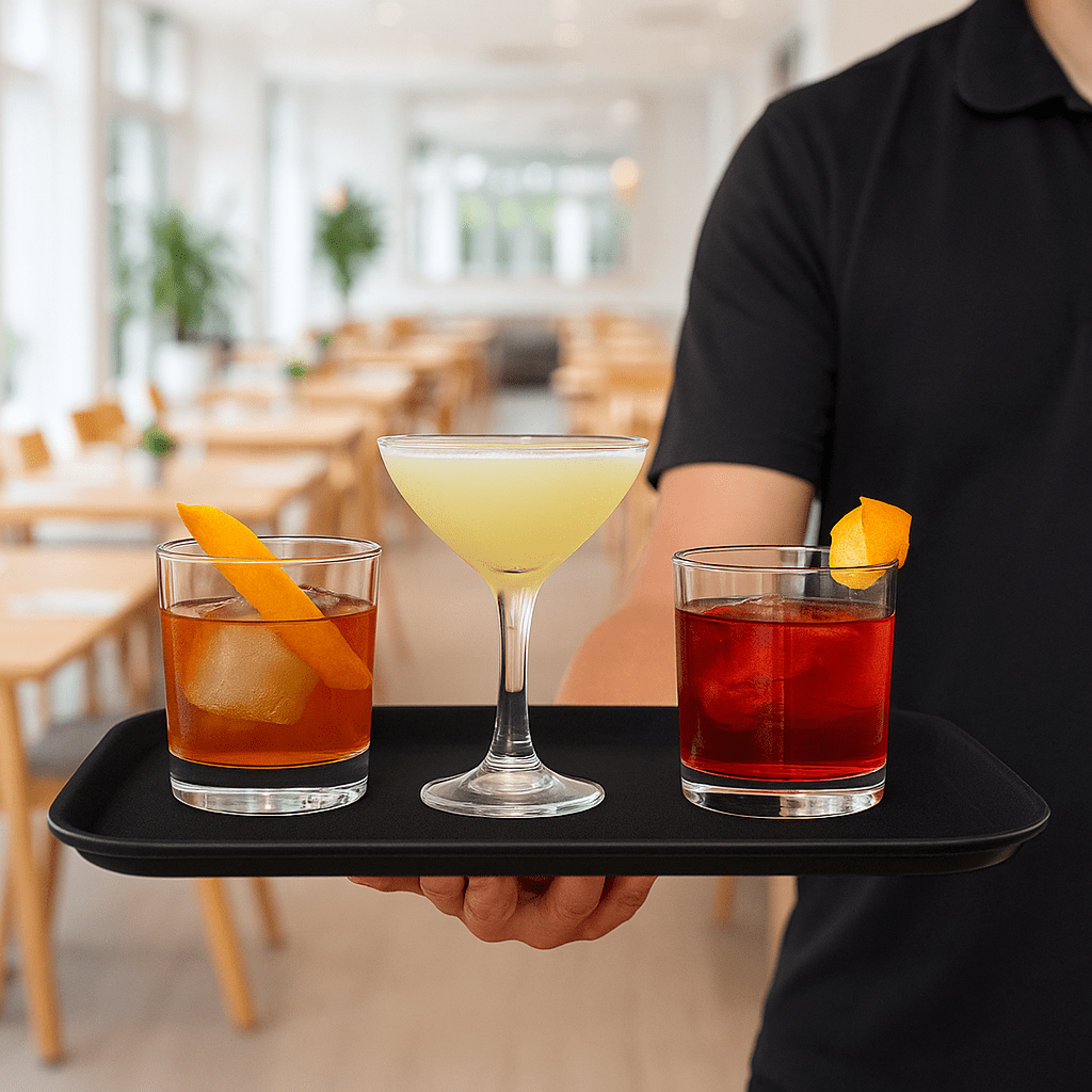 Raffle Anti-Slip Rectangle Black Serving Tray