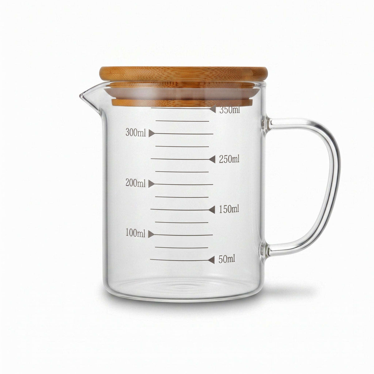 Aceity 350 ML Glass Measuring Jug With Wooden Lid Kaka Bawa Sons