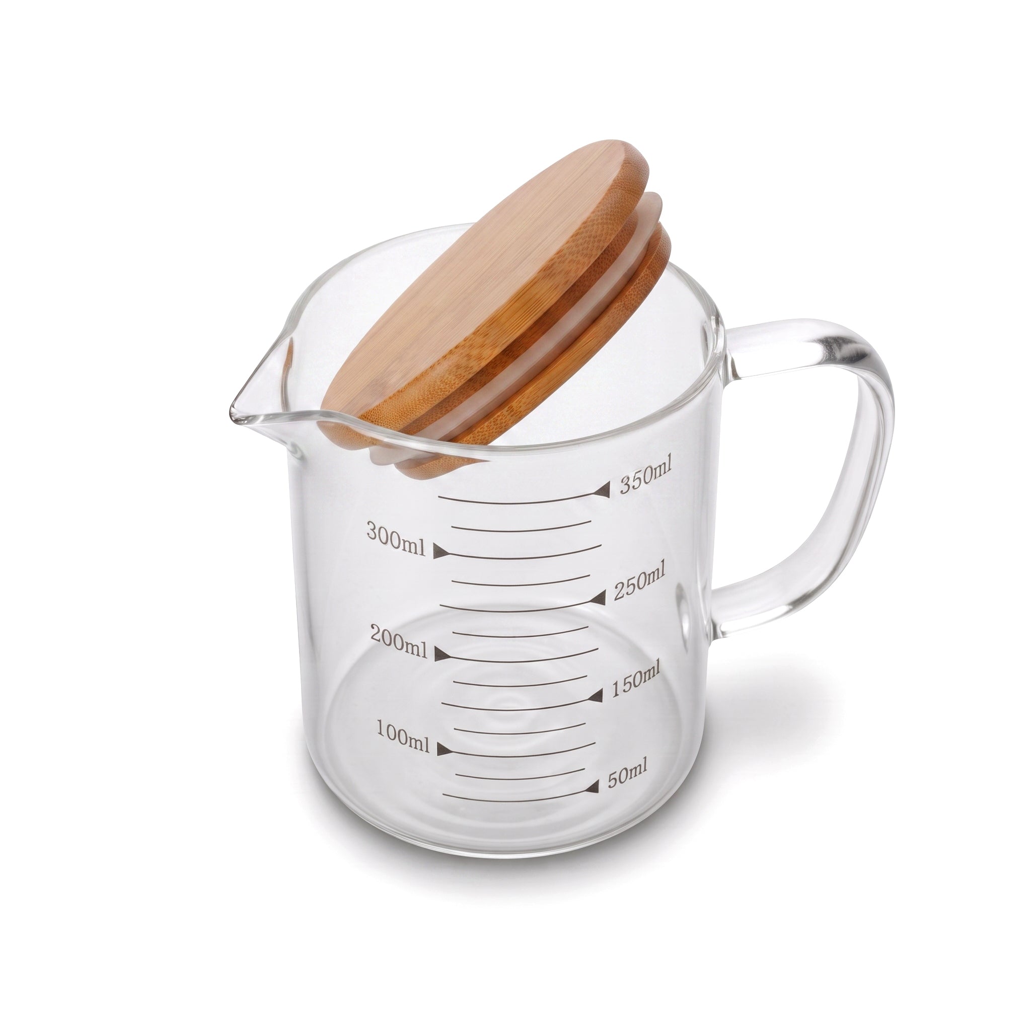 Aceity 350 ML Glass Measuring Jug With Wooden Lid