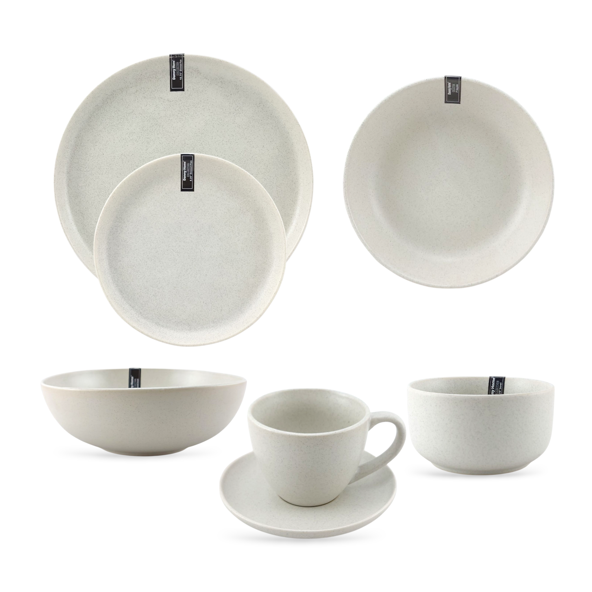 Danny Home 38-Piece Grey Speckled Dinner Set