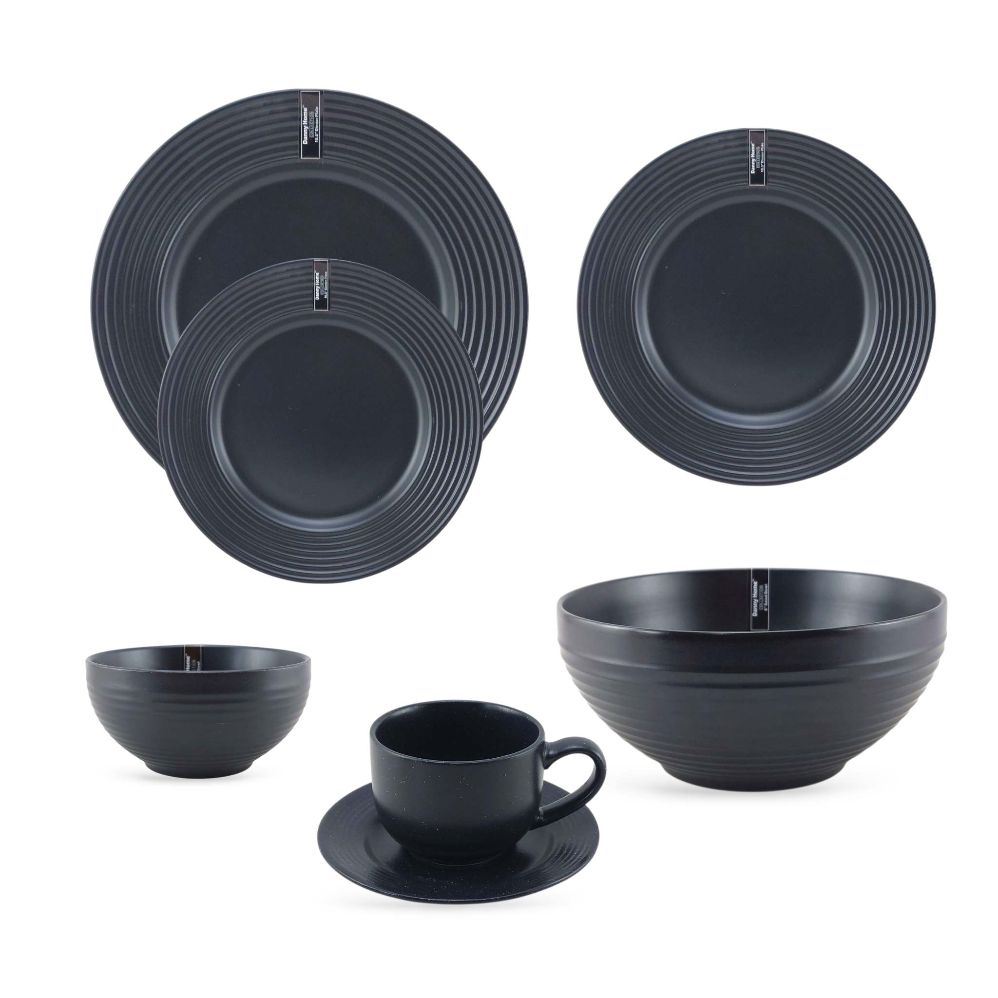 Danny Home 38-Piece Dinner Set Black
