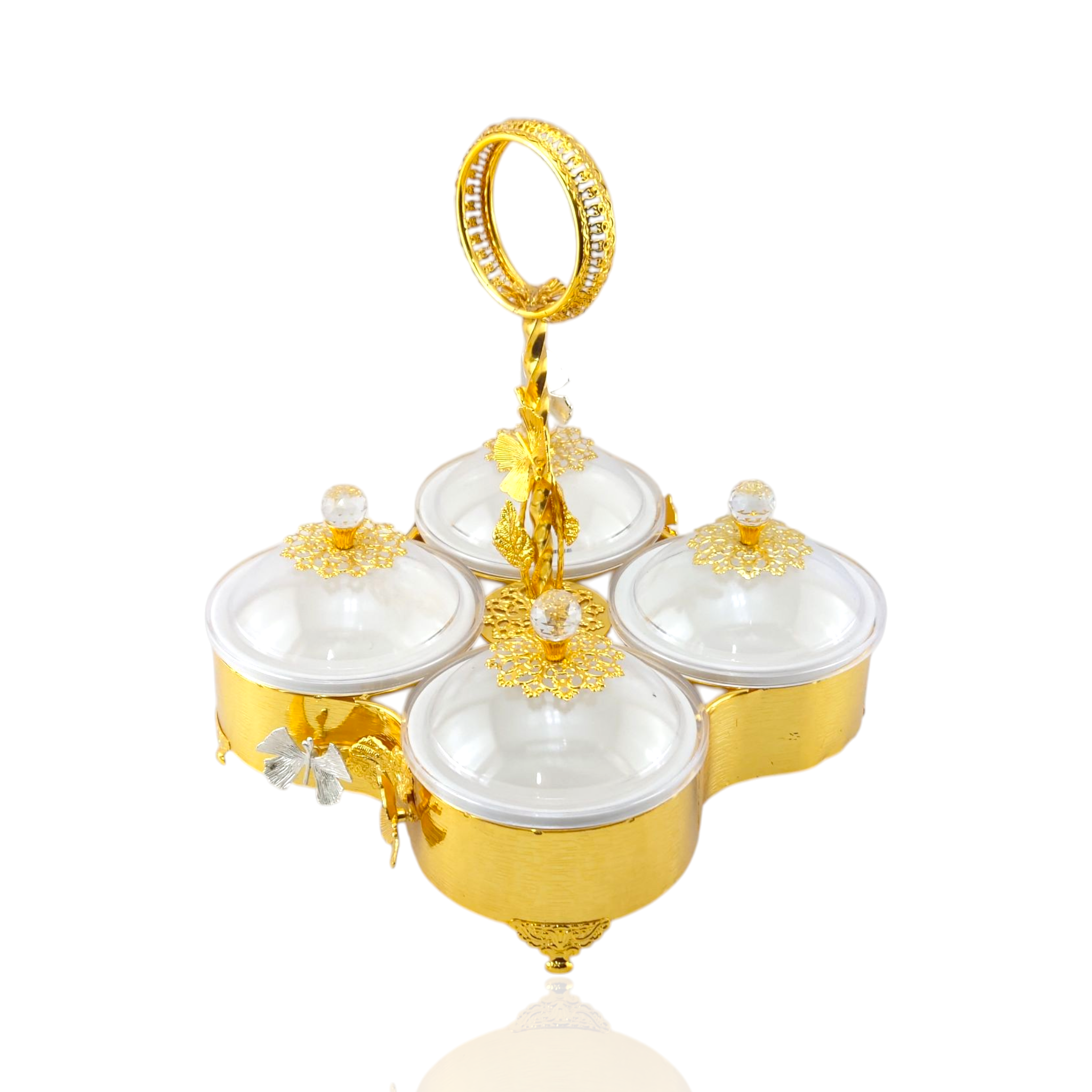 Fancy 4-Portion Golden Dry Fruit Dish