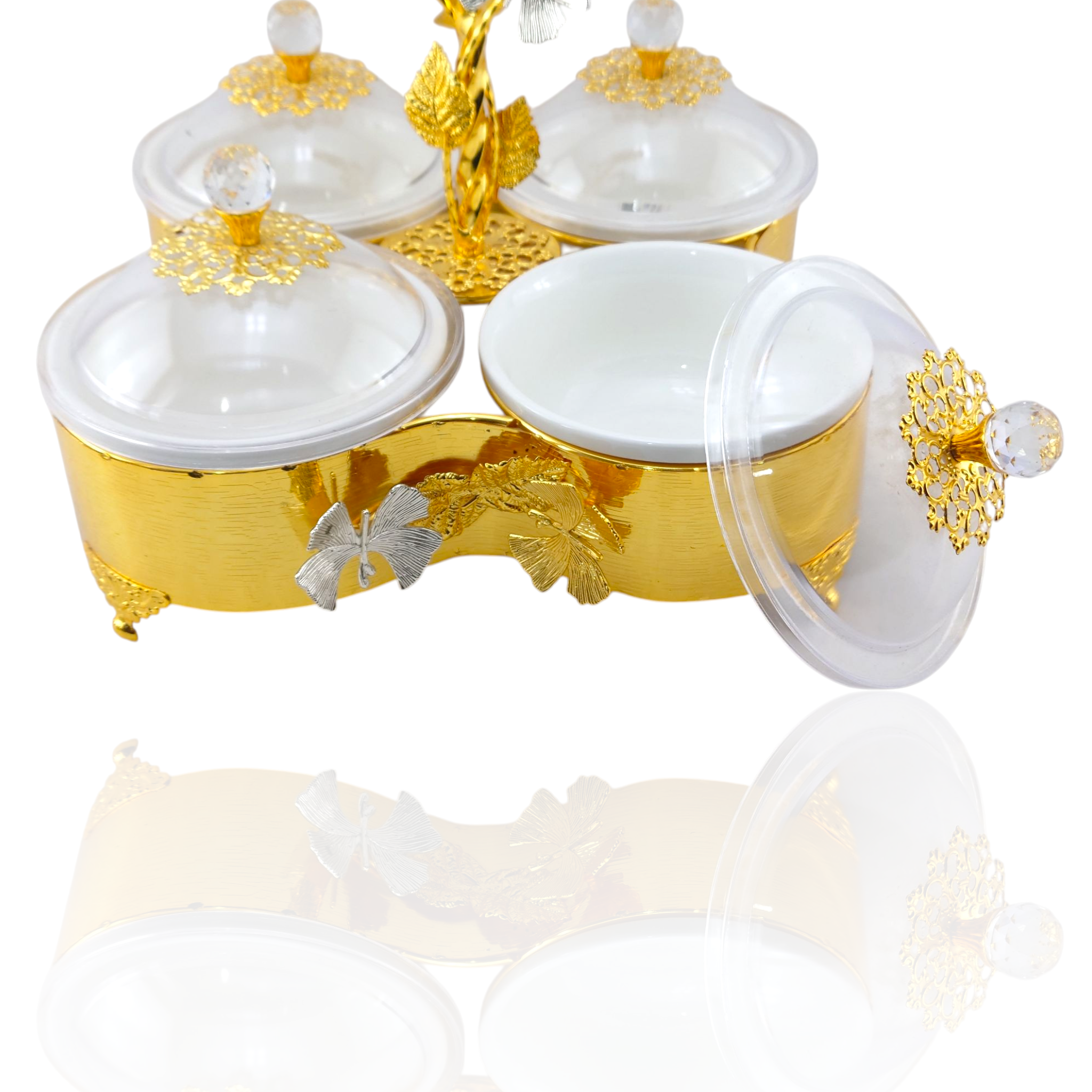 Fancy 4-Portion Golden Dry Fruit Dish