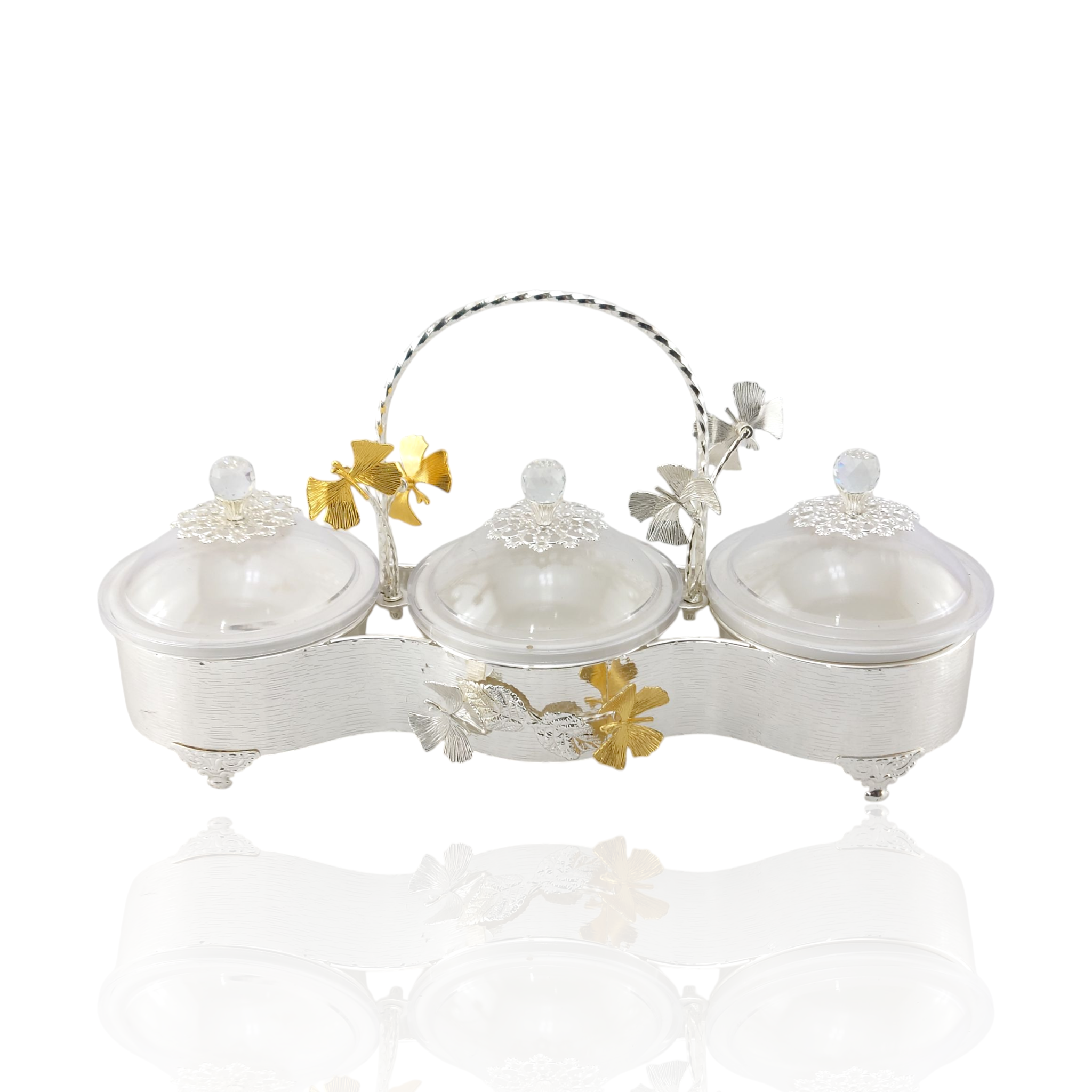 Fancy 3-Portion Silver Dry Fruit Dish