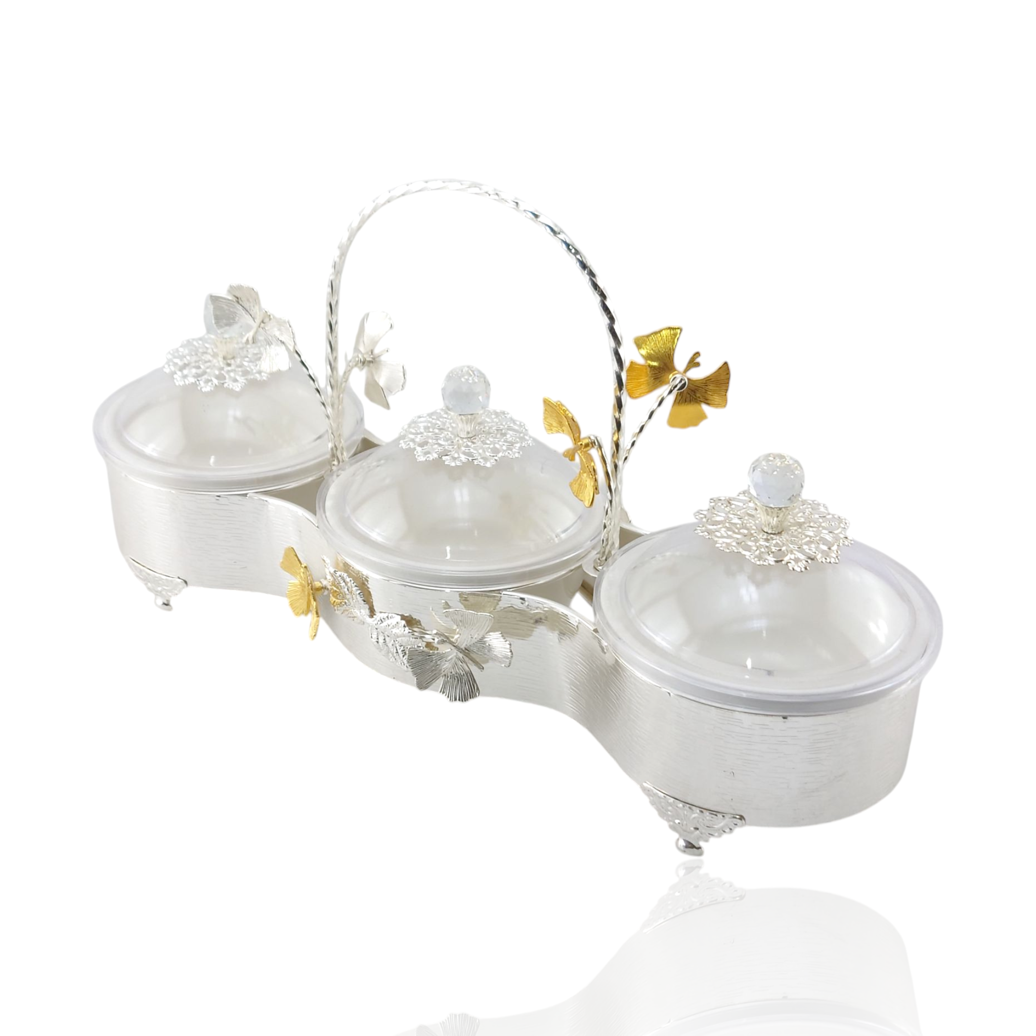 Fancy 3-Portion Silver Dry Fruit Dish