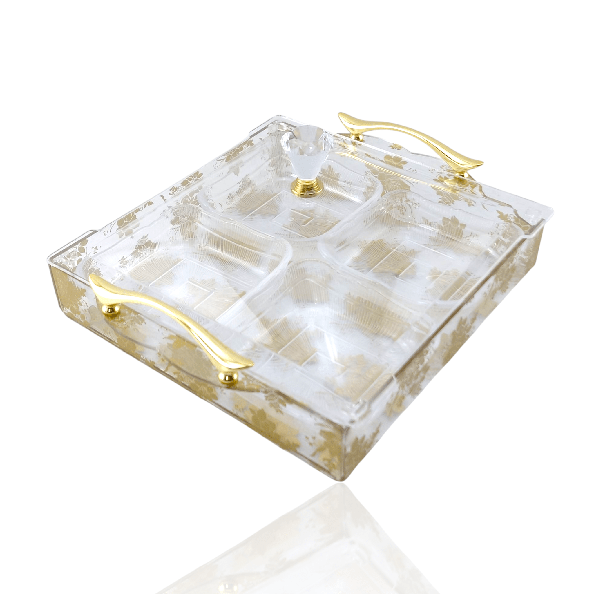 4-Portion Acrylic Dry Fruit Square Dish