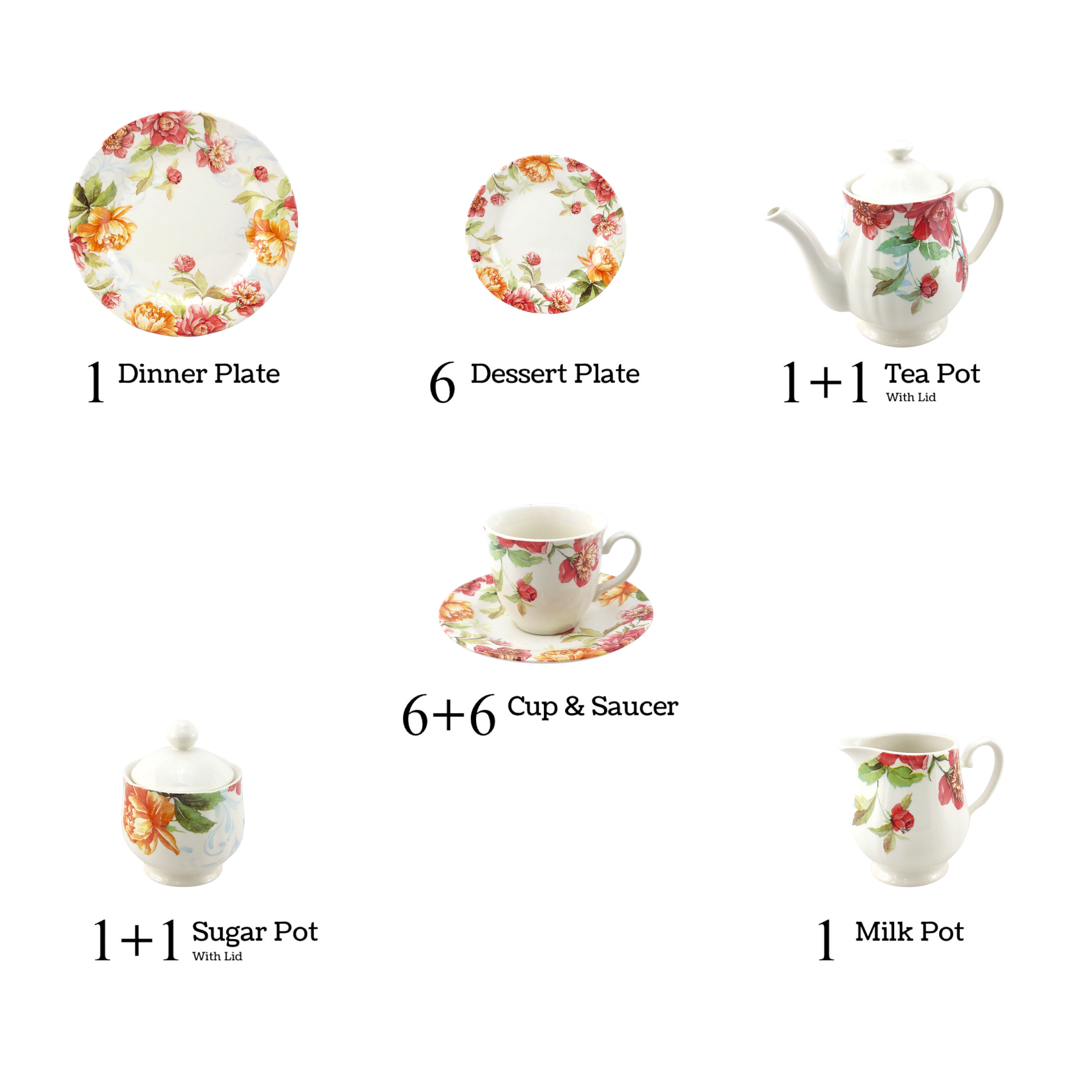 Claytan 24-Piece Floral Tea Set