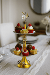 Fancy 2-Tier Stainless Steel Round Dessert Stand