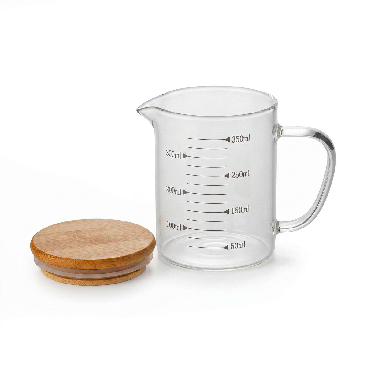 Aceity 350 ML Glass Measuring Jug With Wooden Lid Kaka Bawa Sons