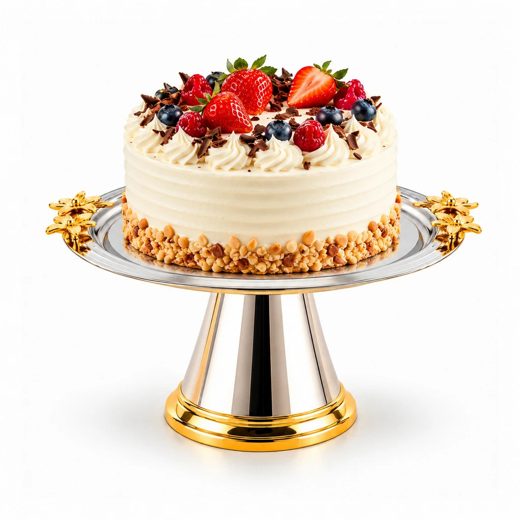 Fancy Stainless Steel Cake Dish With Stand