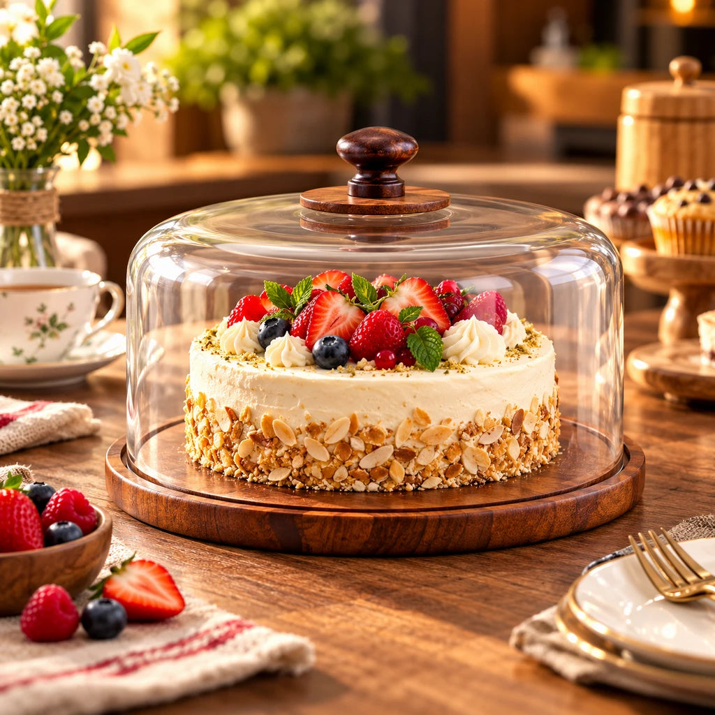 Shengya Acrylic Cake Dome With Wooden Board