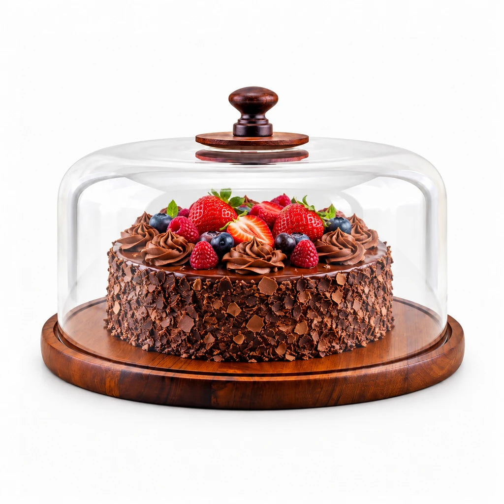 Shengya Acrylic Cake Dome With Wooden Board
