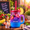 Kleeyo Less Thinking 450 ml Glass Mason Jar with Straw