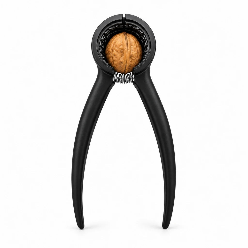 Shengya Black Zinc Nut Cracker With Spring & Ridged Round Jaws