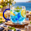 D.W.M Blue Dolphin Glass Mug with Blue Handle, 400 ml