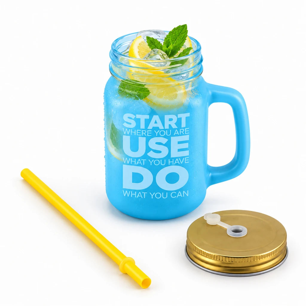 Kleeyo Blue Start Where You Are 450 ml Glass Mason Jar