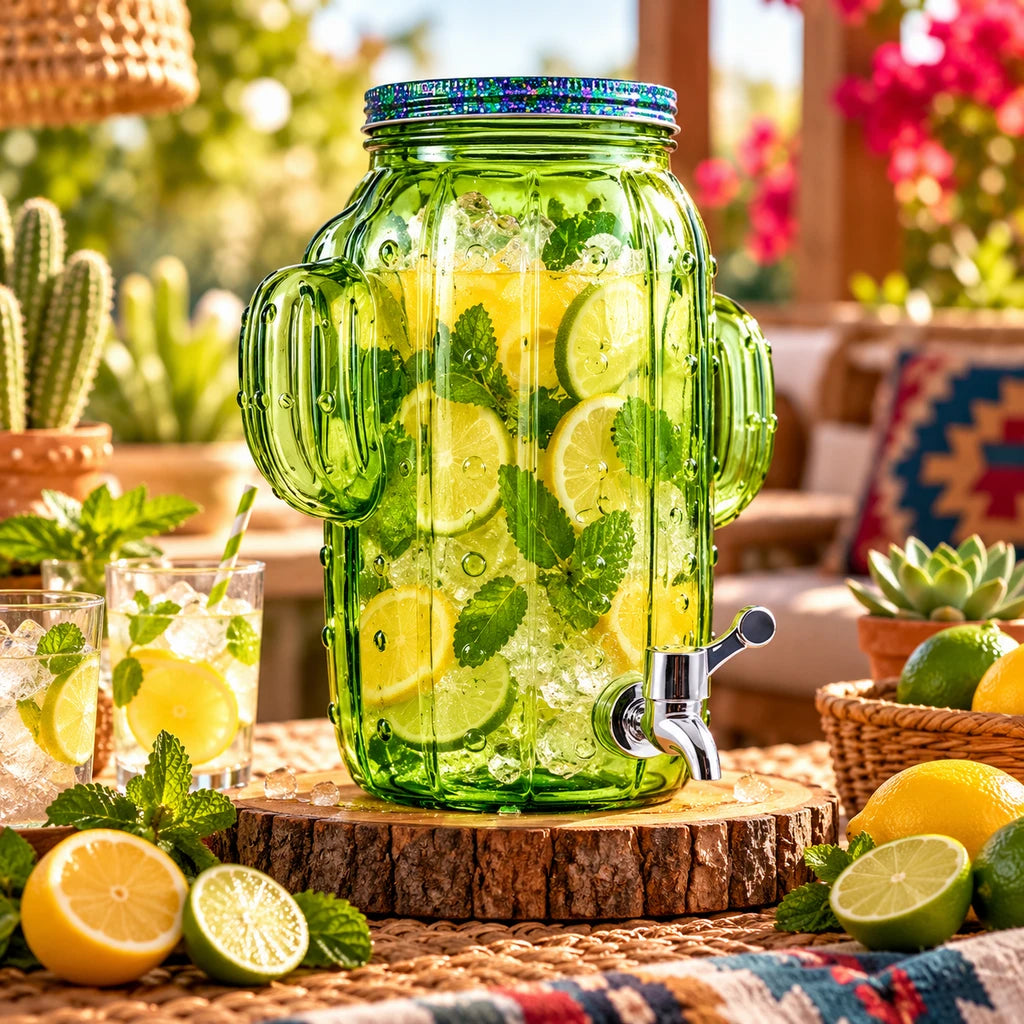 Danny Home Desert Oasis 3.5-Litre Cactus Glass Beverage Dispenser