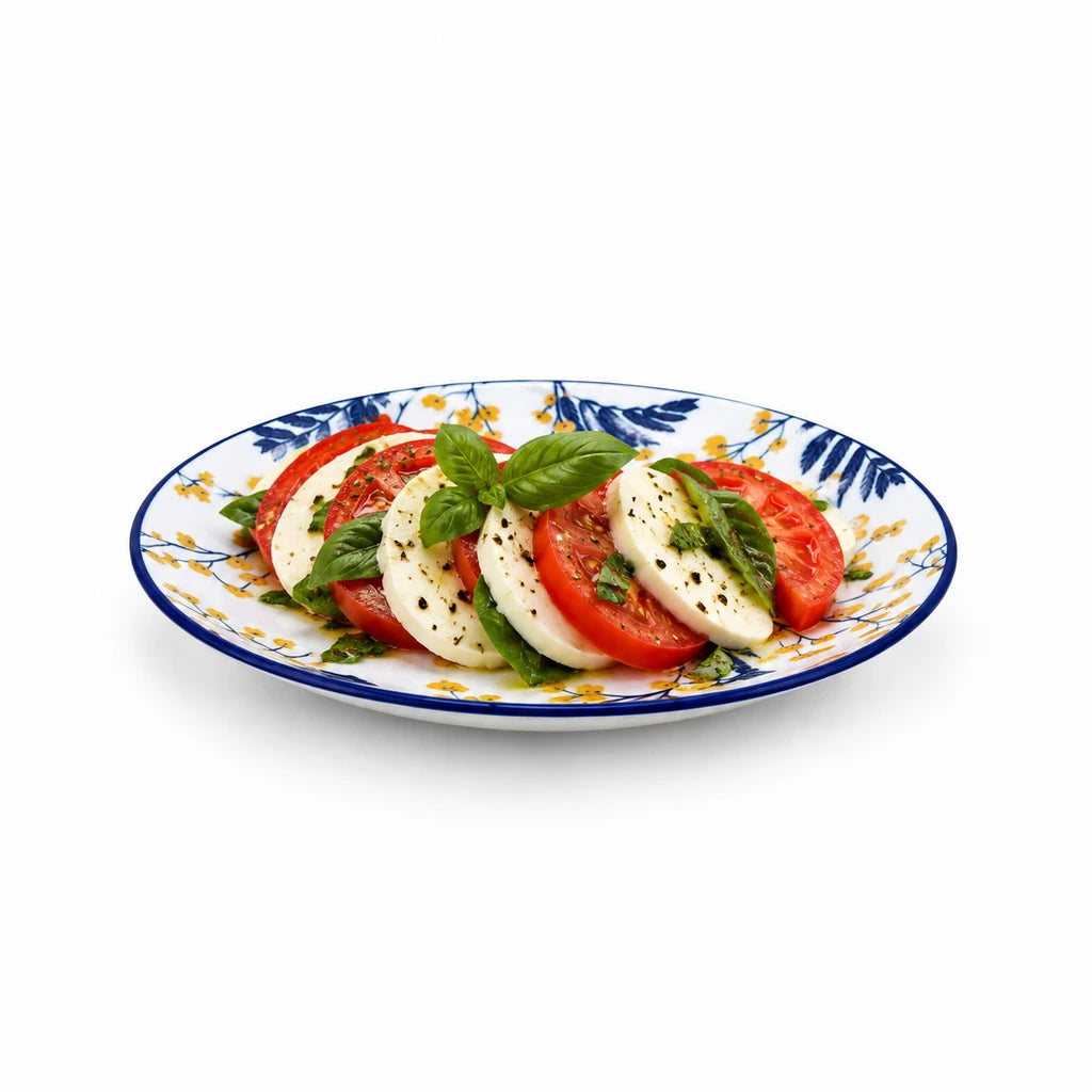 Gupan 7.5-Inch Navy Blue & Yellow Floral Ceramic Flat Plate