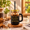 Kleeyo Black Dream & Dare 450 ml Glass Mason Jar with Straw