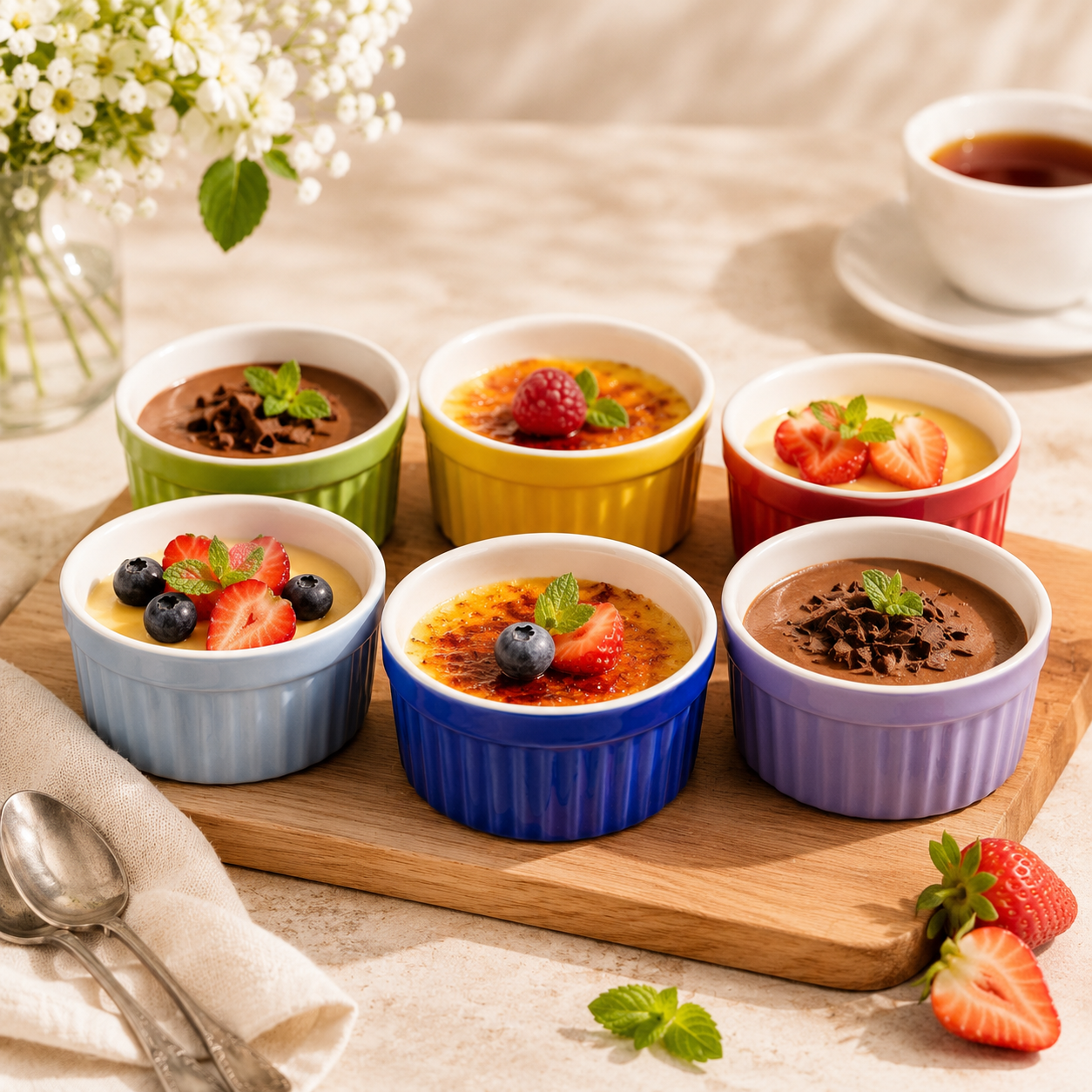 Danny Home 6-Piece 285 ML 11*5.4 Cm Ceramic Color Ramekins Set