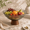 Danny Home 26*14 cm Glass Fruit Bowl With Wooden Base