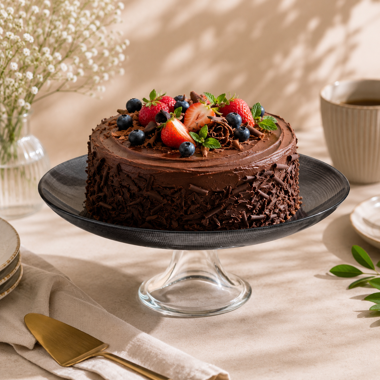 Danny Home 28 Cm Round Glass Cake Dish