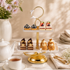 Fancy 2-Tier Rectangular Steel Pastry Stand With Glass Trays
