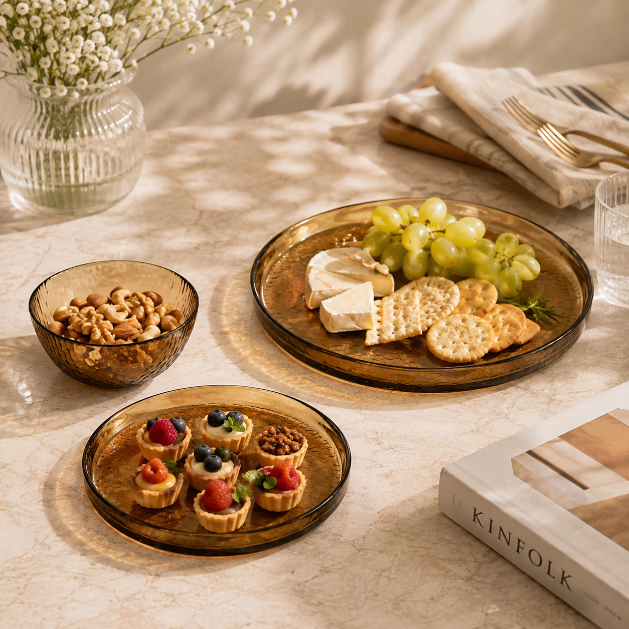Danny Home 18-Pieces Glass Plate Set