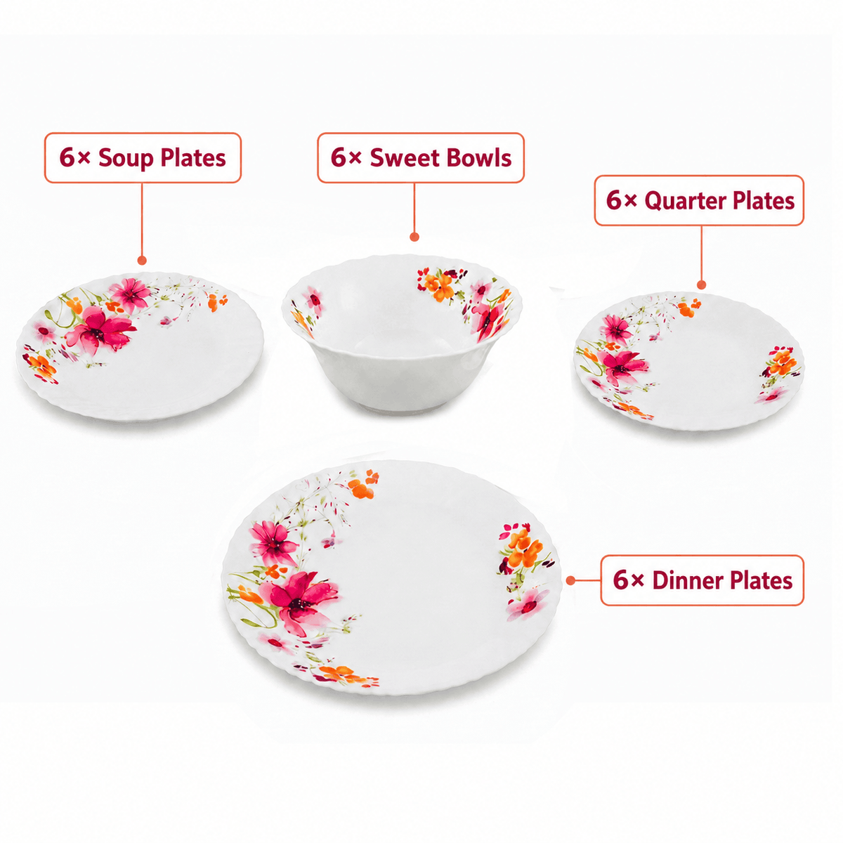 Danny Home 24-Piece Marble Plate Set Kaka Bawa Sons