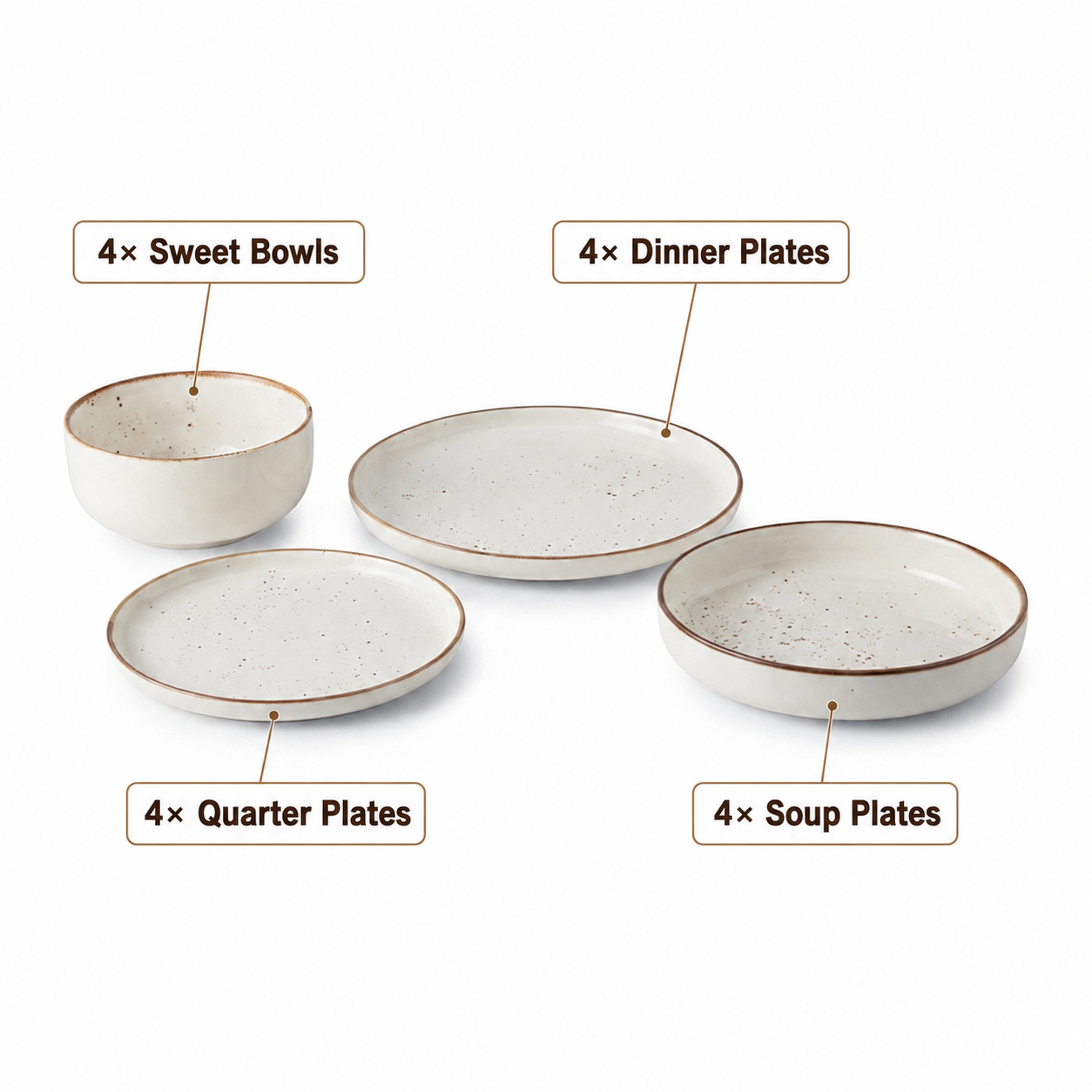 Danny Home 16-Pieces Marble Plate Set