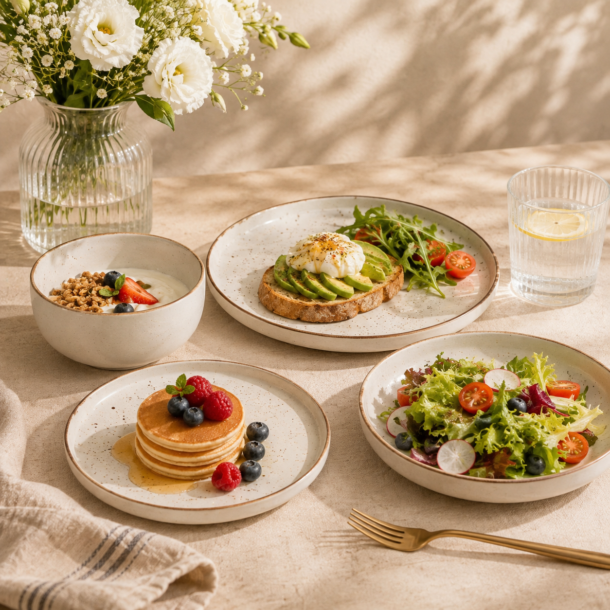 Danny Home 16-Pieces Marble Plate Set