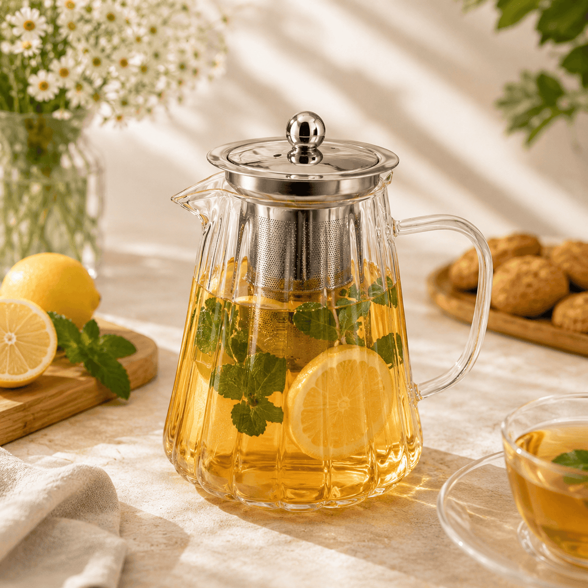 Danny Home Glass Tea Pots With Steel Infuser Kaka Bawa Sons