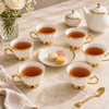 Royal 6-Piece Ceramic "Minimalist Gold Rim" Cup And Saucer Set With Gift Box