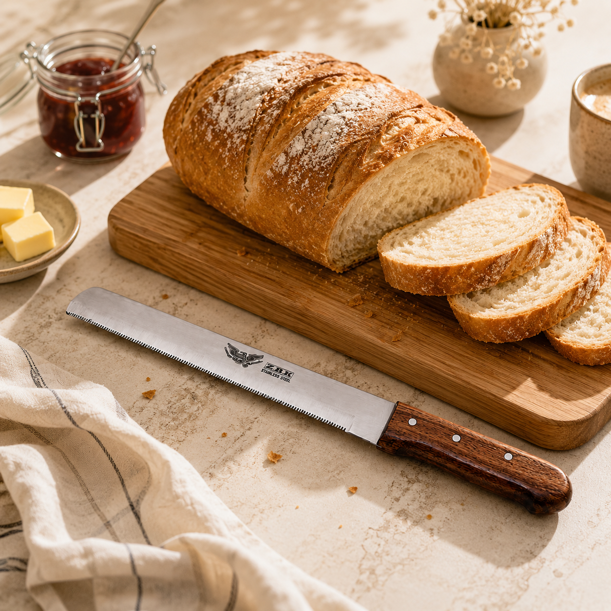 Z.B.K Stainless Steel Burger Knife With Wooden Handle