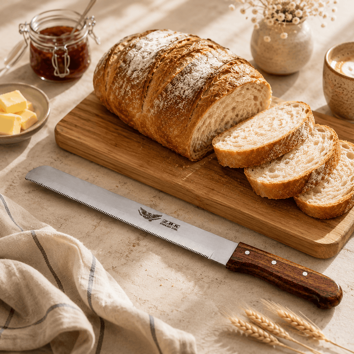 Z.B.K Stainless Steel Burger Knife With Wooden Handle Kaka Bawa Sons