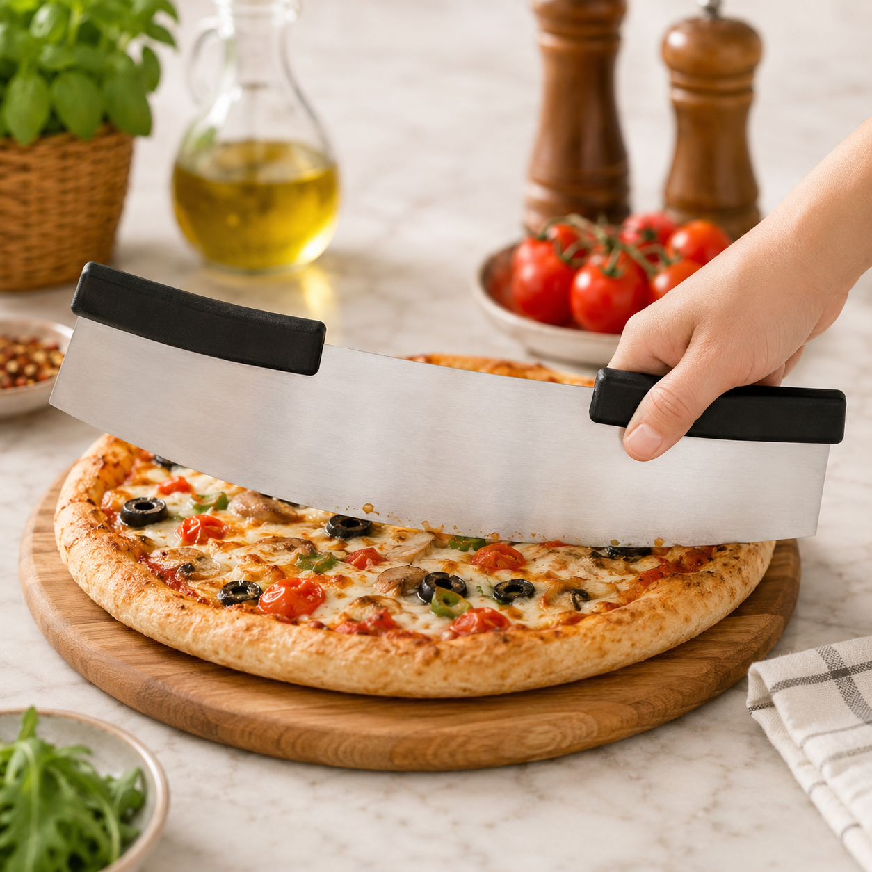 Z.B.K 18-Inch Stainless Steel Pizza Cutter With Double Plastic Handle