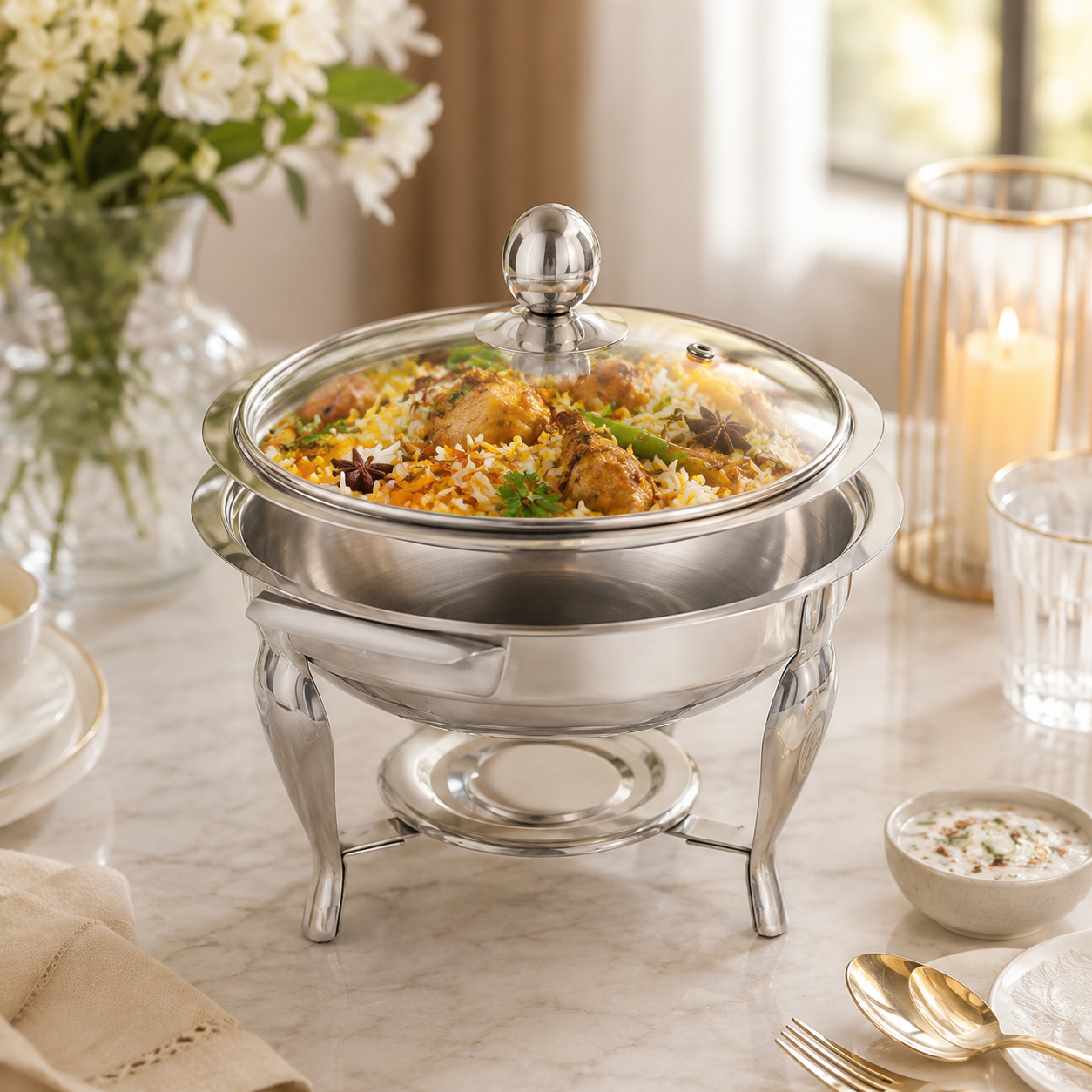 R/S Stainless Steel Serving Pot With Stand
