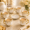 Royal 6-Piece Ceramic "Royal Gold Bird" Cup And Saucer Set With Gift Box