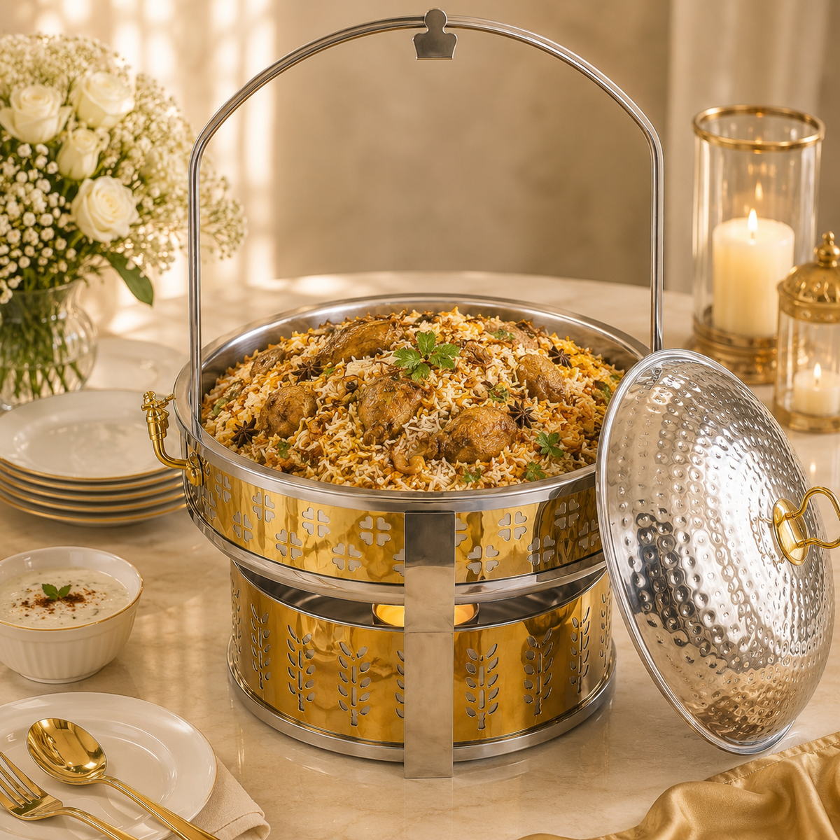 Oman Round Stainless Steel Open Chafing Dish | 6 Sizes: 20cm to 40cm