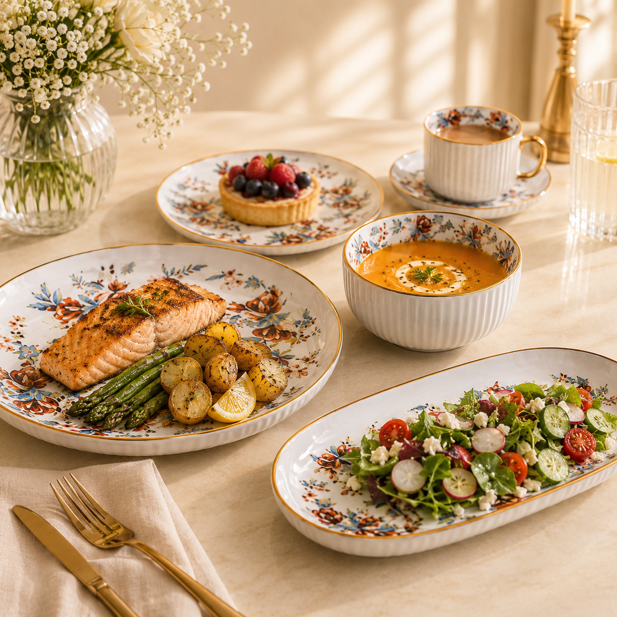 Danny Home 32-Pieces Ceramic Dinnerware Set