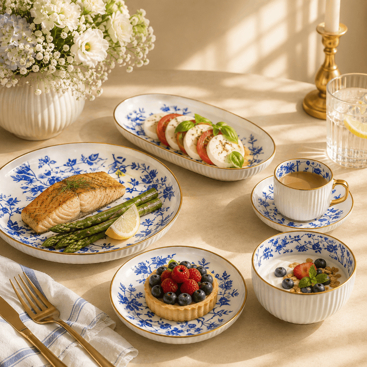 Danny Home 32-Piece Ceramic Dinnerware Set Kaka Bawa Sons