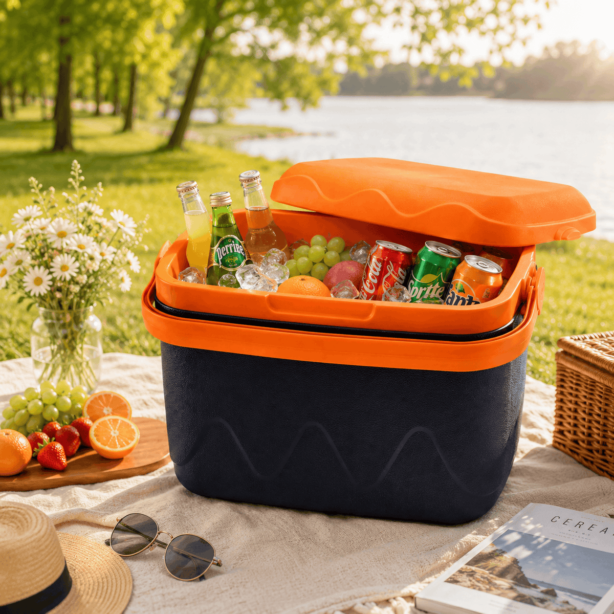 Gint Plastic Black & Orange Ice Box Kaka Bawa Sons