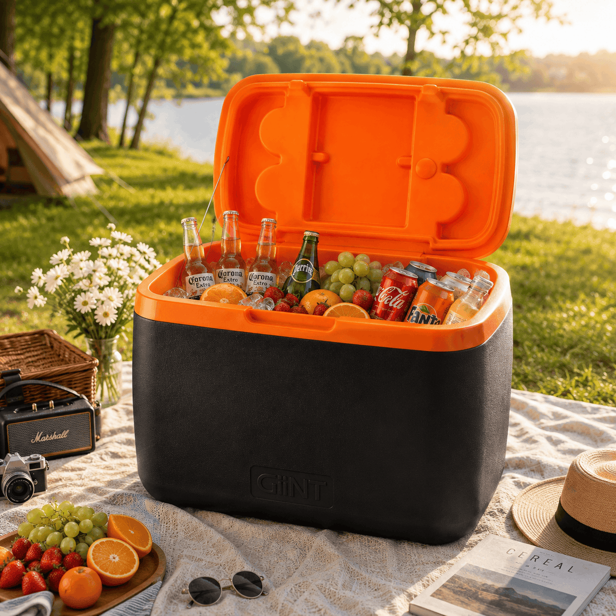 Gint Plastic Black & Orange Ice Box Kaka Bawa Sons