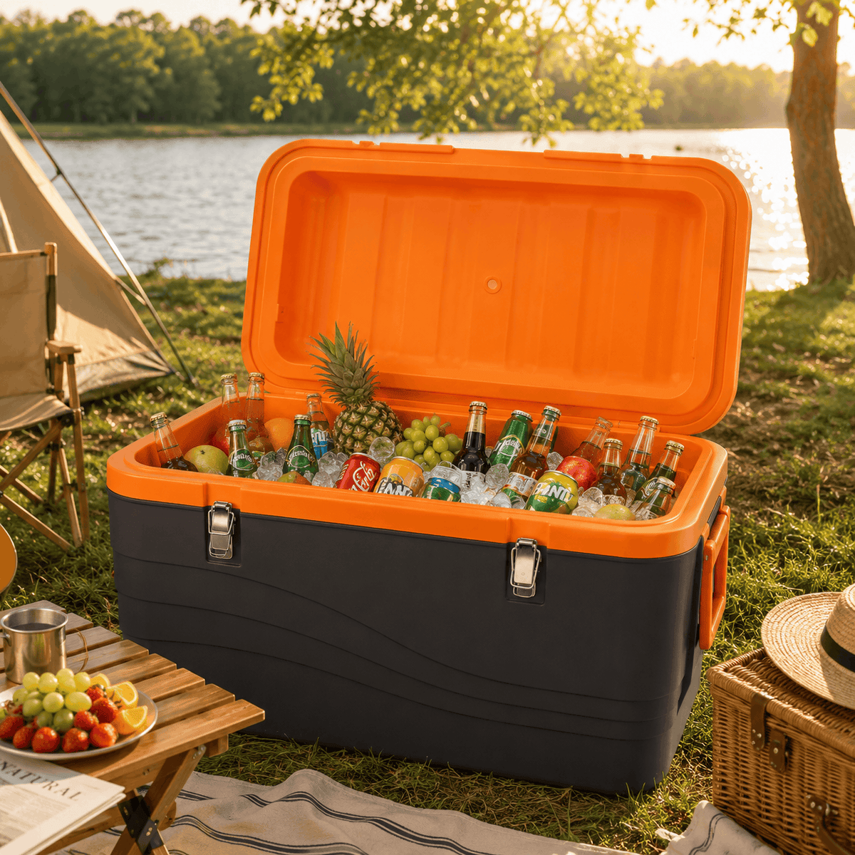 Gint Plastic Black & Orange Ice Box Kaka Bawa Sons