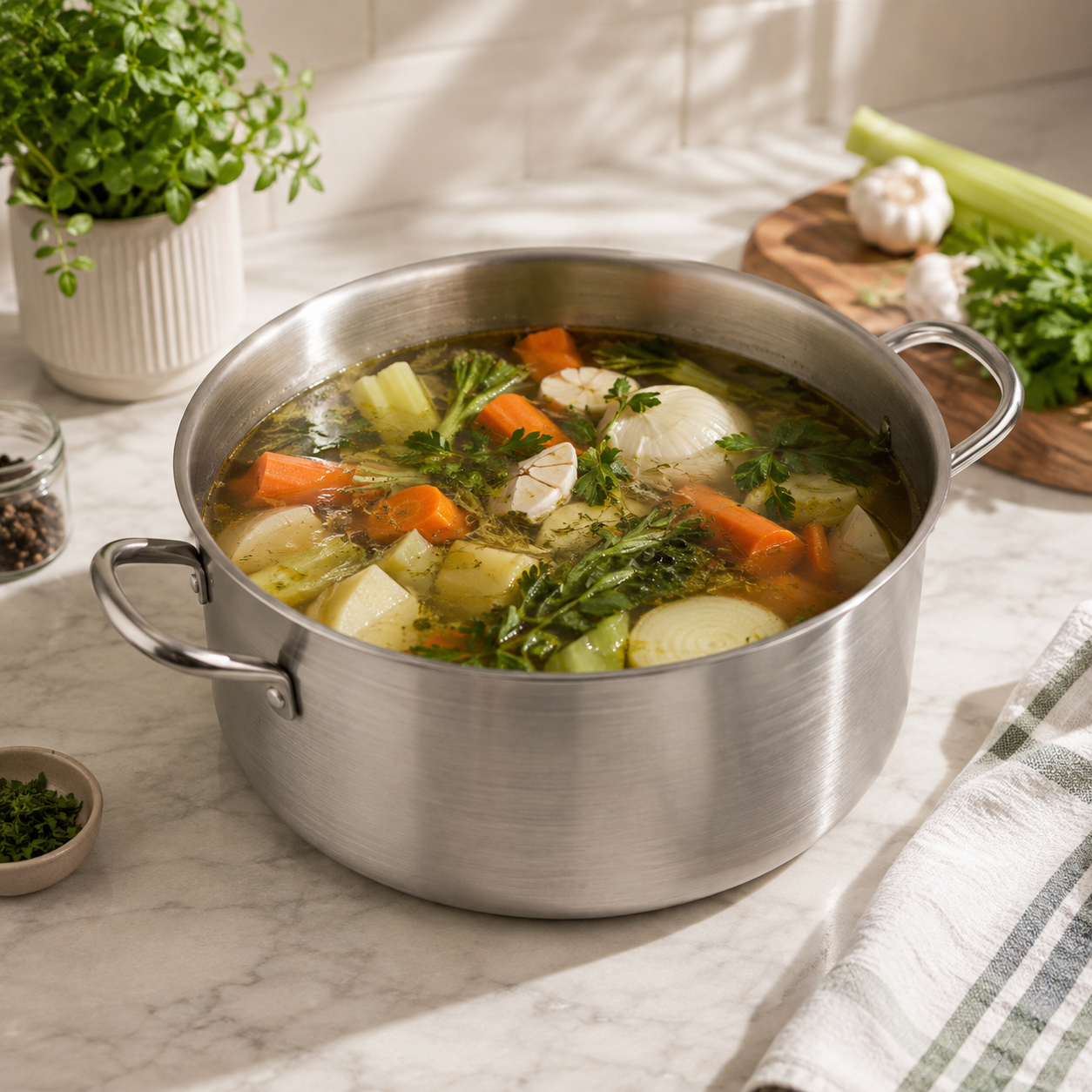 M.G Stainless Steel Round Stock Pot