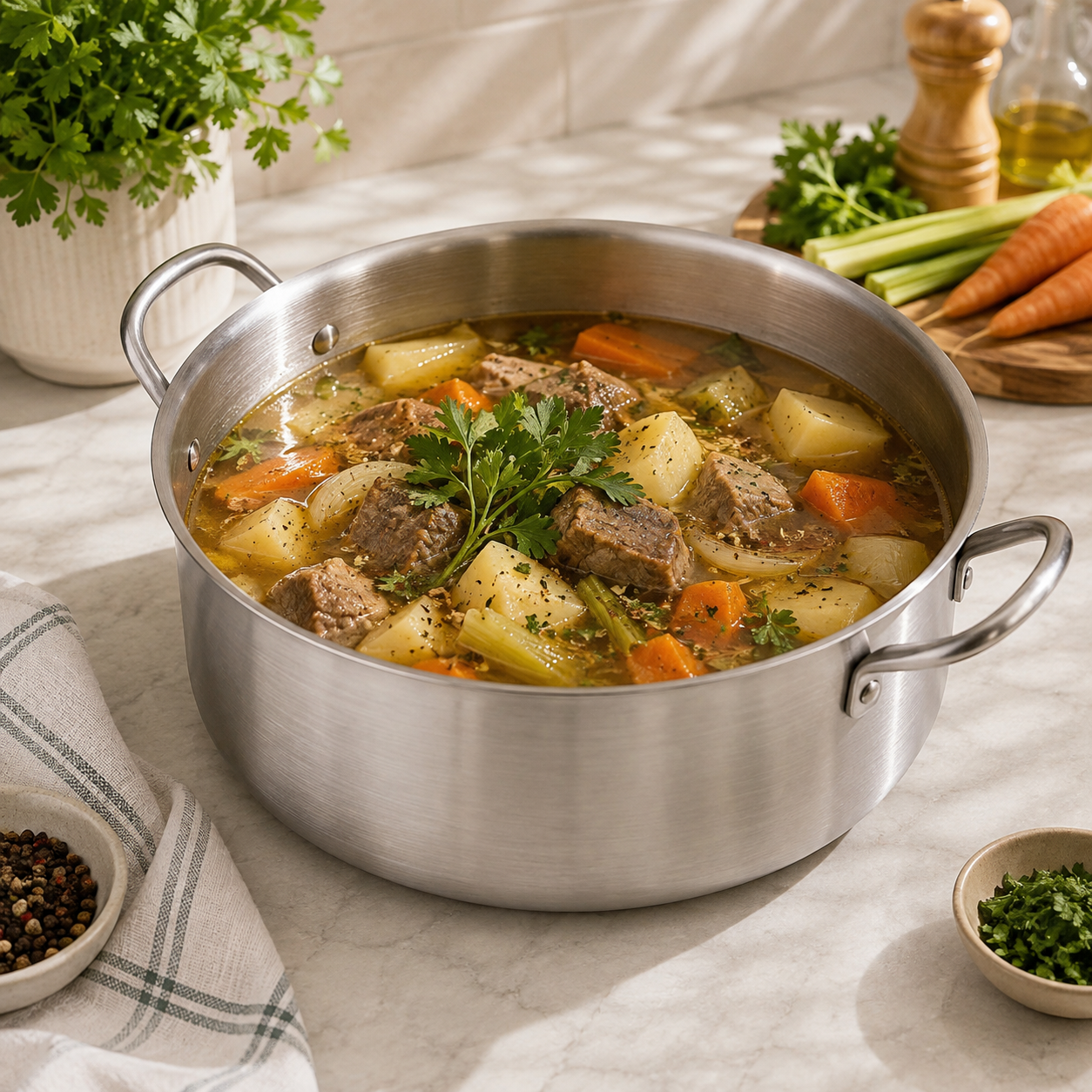 M.G Stainless Steel Round Stock Pot