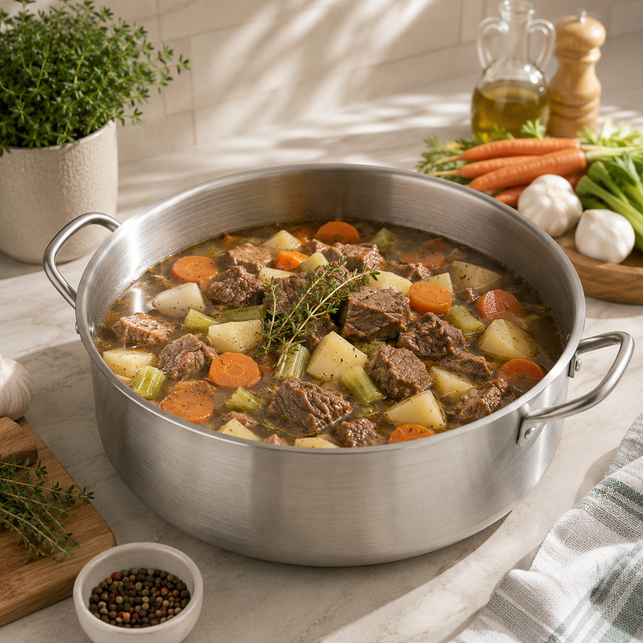 M.G Stainless Steel Round Stock Pot