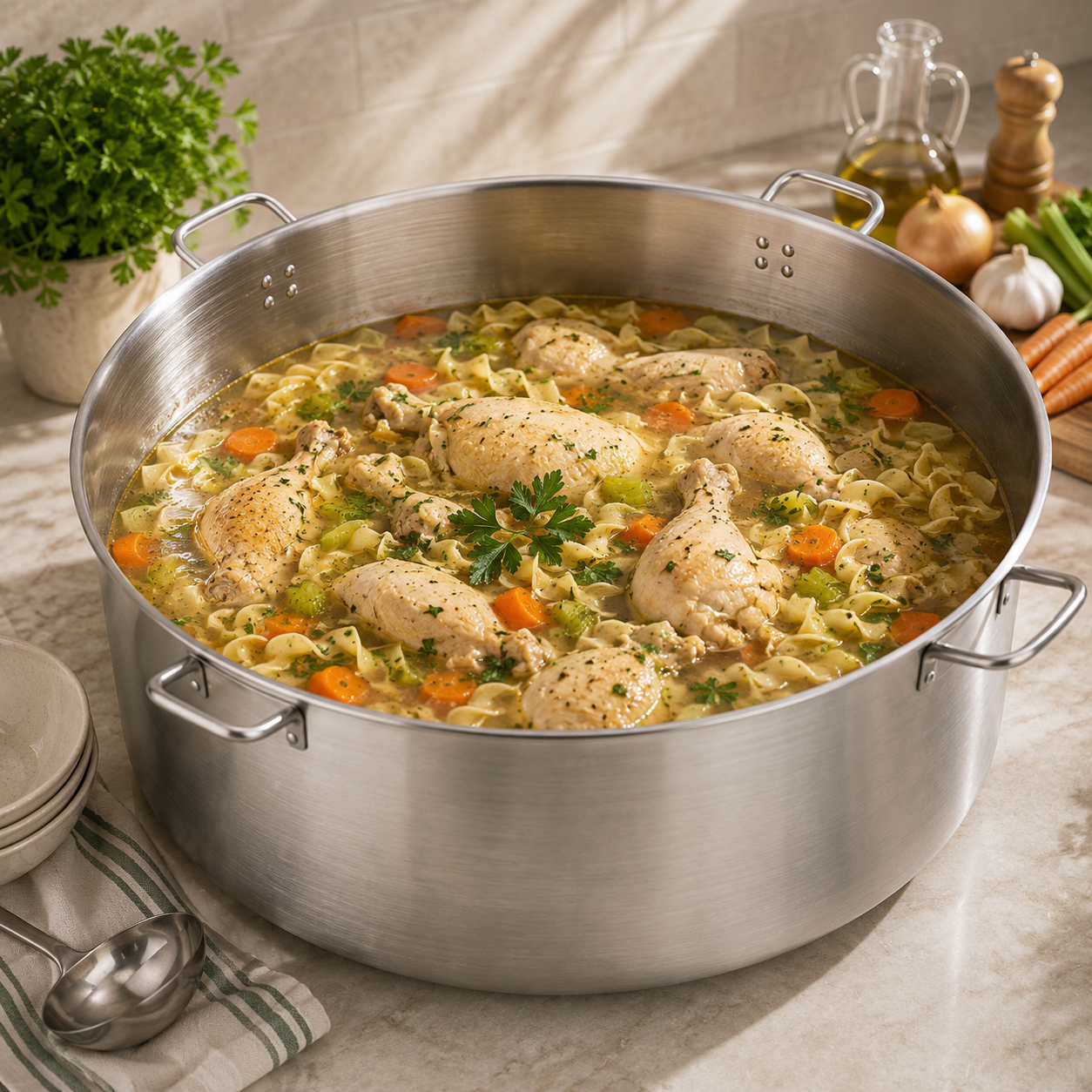 M.G Stainless Steel Round Stock Pot With 4 Handles