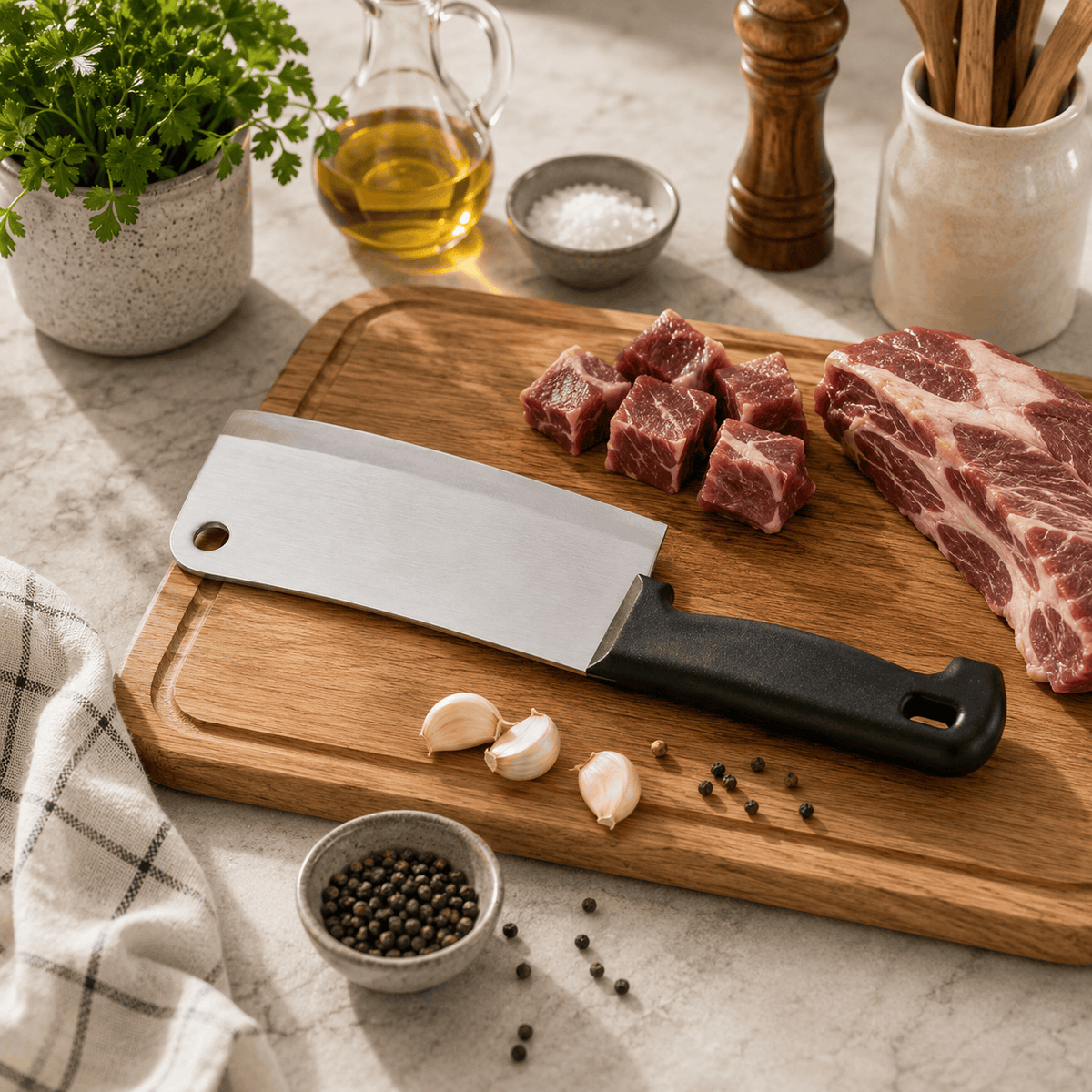 Kiwi No. 835P 11.5-Inch Stainless Steel Cleaver With Plastic Handle Kaka Bawa Sons