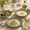 B/C Green Leaf Lace Bone China Plate Set, 18 Pieces